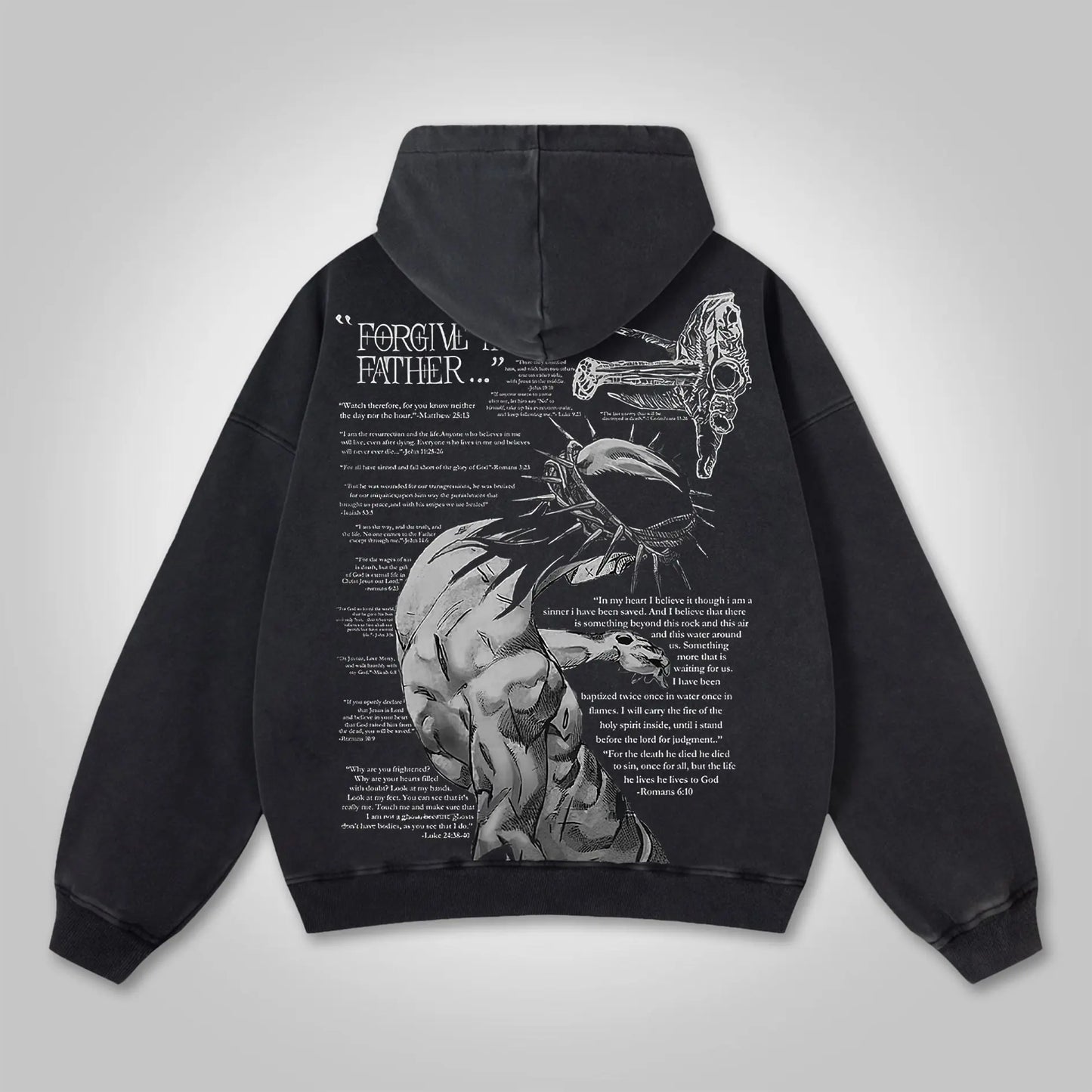 Forgive Them Father™ Acid Wash Anime Hoodie™