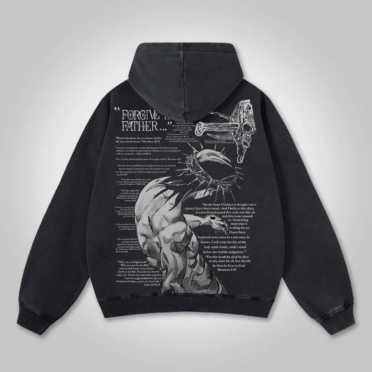 Forgive Them Father™ Acid Wash Anime Hoodie™